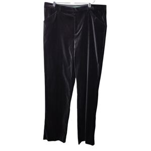Lauren Ralph Lauren Women's Sz 14 Black Velvet Straight Slim Leg Pants High Rise